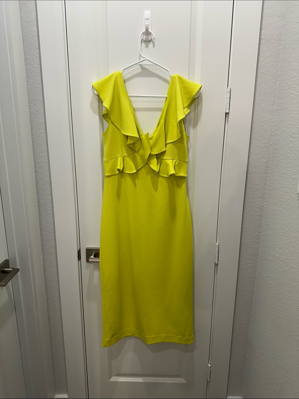 ANTONIO MELANI Bright Yellow Ruffle Midi Dress